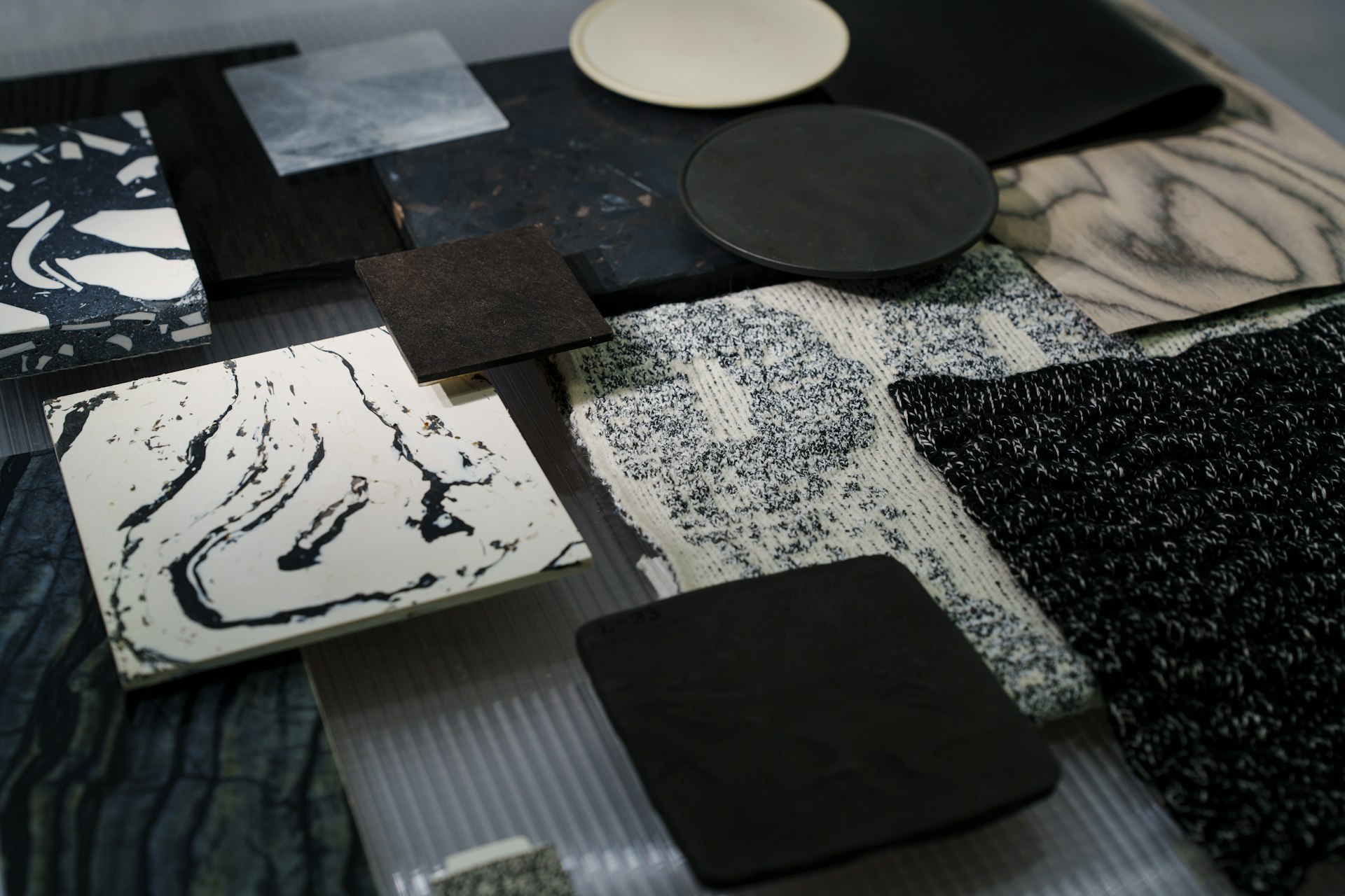 Various textures and patterns are displayed up close.